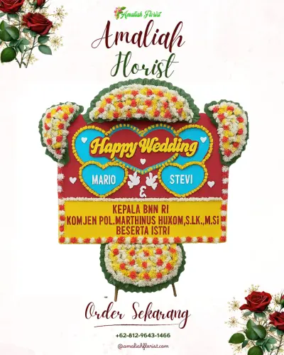Karangan Papan Bunga Pernikahan di Sambirejo